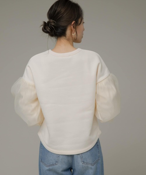 URBAN RESEARCH Sonny Label（アーバンリサーチサニーレーベル）の「オーガンジースリーブ裏起毛スウェット（スウェット・レディース・ベージュ系その他/グレー/オフホワイト・FREE）」の6枚目の写真