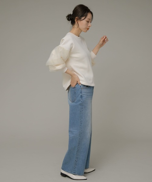 URBAN RESEARCH Sonny Label（アーバンリサーチサニーレーベル）の「オーガンジースリーブ裏起毛スウェット（スウェット・レディース・ベージュ系その他/グレー/オフホワイト・FREE）」の4枚目の写真