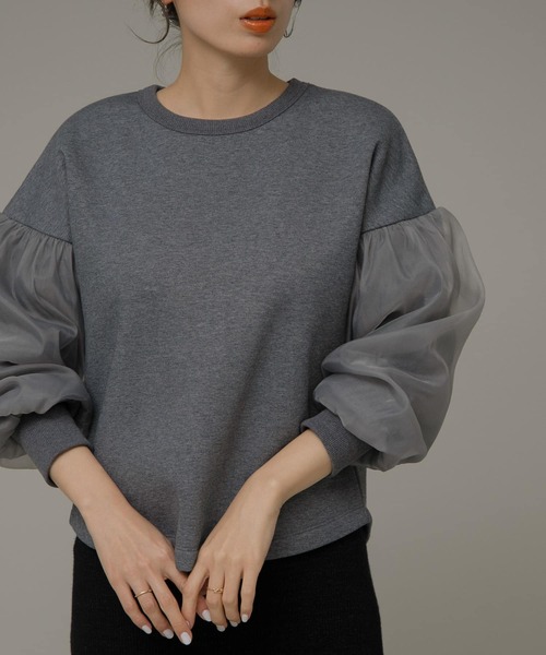 URBAN RESEARCH Sonny Label（アーバンリサーチサニーレーベル）の「オーガンジースリーブ裏起毛スウェット（スウェット・レディース・ベージュ系その他/グレー/オフホワイト・FREE）」の20枚目の写真