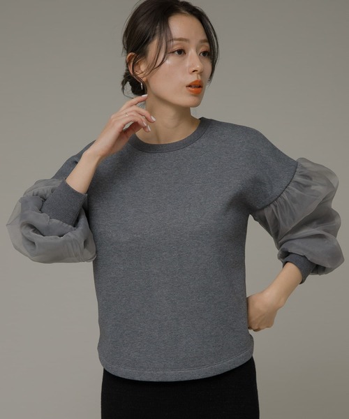 URBAN RESEARCH Sonny Label（アーバンリサーチサニーレーベル）の「オーガンジースリーブ裏起毛スウェット（スウェット・レディース・ベージュ系その他/グレー/オフホワイト・FREE）」の18枚目の写真