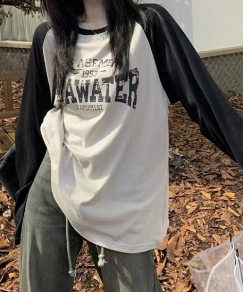 lilful(リルフル)の「カレッジロゴ ルーズラグラン ロンT(Tシャツ/カットソー・レディース・ブラック・M/L)」の6枚目の写真