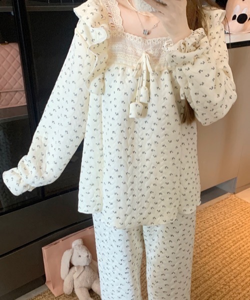 Teem Store(チームストア)の「【2点セット】ゆったりルームウェア パジャマ 冷房対策(ルームウェア/パジャマ・レディース・ピンク/アイボリー/ブラック/ブルー/アイボリー系・L/M)」の12枚目の写真