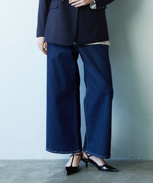 LE SOUK HOLIDAY(ルスークホリデー)の「ワイドデニムパンツ(デニムパンツ・レディース・ブルー/ネイビー・L/M)」の2枚目の写真