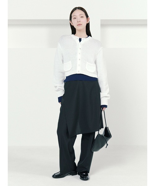 MIESROHE（ミースロエ）の「【USAGIONLINE・ZOZOTOWN限定カラーあり】チューブヤーンコンパクトニットジャケット（ノーカラージャケット・レディース・ブラック/ミント/ホワイト/グレー・FREE）」の7枚目の写真