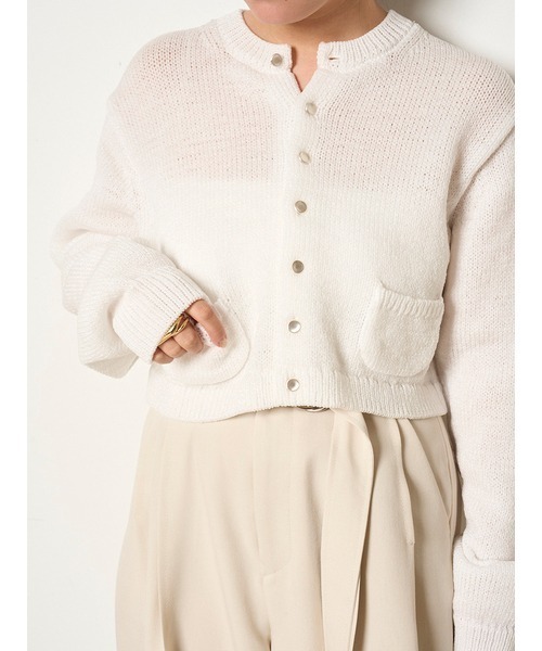 MIESROHE（ミースロエ）の「【USAGIONLINE・ZOZOTOWN限定カラーあり】チューブヤーンコンパクトニットジャケット（ノーカラージャケット・レディース・ブラック/ミント/ホワイト/グレー・FREE）」の10枚目の写真