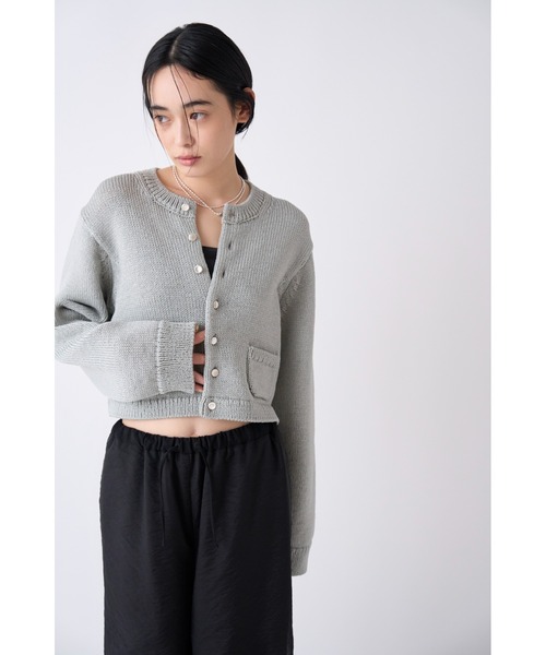 MIESROHE（ミースロエ）の「【USAGIONLINE・ZOZOTOWN限定カラーあり】チューブヤーンコンパクトニットジャケット（ノーカラージャケット・レディース・ブラック/ミント/ホワイト/グレー・FREE）」の21枚目の写真