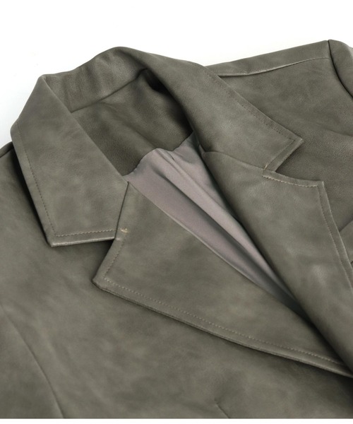 ANAP（アナップ）の「ヴィンテージ加工フェイクレザージャケット（ライダースジャケット・レディース・グレー/ブラウン・FREE）」の17枚目の写真