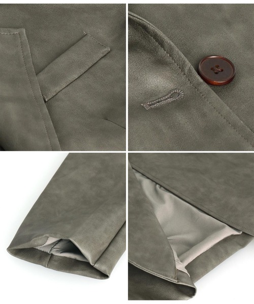 ANAP（アナップ）の「ヴィンテージ加工フェイクレザージャケット（ライダースジャケット・レディース・グレー/ブラウン・FREE）」の19枚目の写真