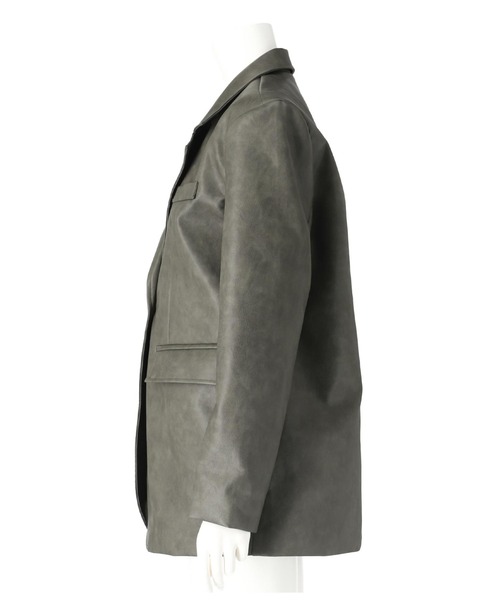 ANAP（アナップ）の「ヴィンテージ加工フェイクレザージャケット（ライダースジャケット・レディース・グレー/ブラウン・FREE）」の21枚目の写真