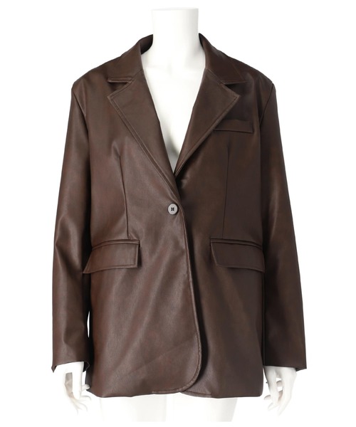 ANAP（アナップ）の「ヴィンテージ加工フェイクレザージャケット（ライダースジャケット・レディース・グレー/ブラウン・FREE）」の22枚目の写真