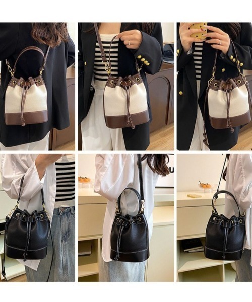 LETee（レティー）の「バイカラー巾着ショルダーBAG（ショルダーバッグ・レディース・ブラック/アイボリー・FREE）」の13枚目の写真