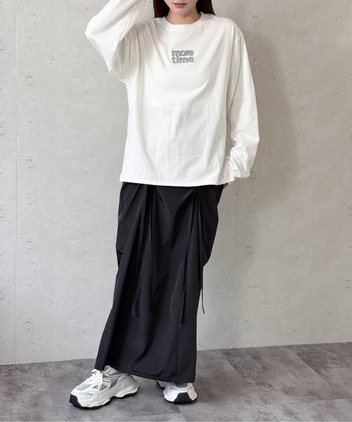 Per sist ence(パーシエンス)の「天竺ロゴワッペンロンT(Tシャツ/カットソー・レディース・チャコールグレー/ブラック/オフホワイト/ブルー・FREE)」の9枚目の写真