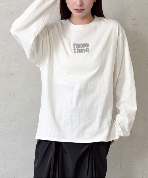 Per sist ence(パーシエンス)の「天竺ロゴワッペンロンT(Tシャツ/カットソー・レディース・チャコールグレー/ブラック/オフホワイト/ブルー・FREE)」の10枚目の写真