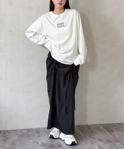 Per sist ence(パーシエンス)の「天竺ロゴワッペンロンT(Tシャツ/カットソー・レディース・チャコールグレー/ブラック/オフホワイト/ブルー・FREE)」の13枚目の写真