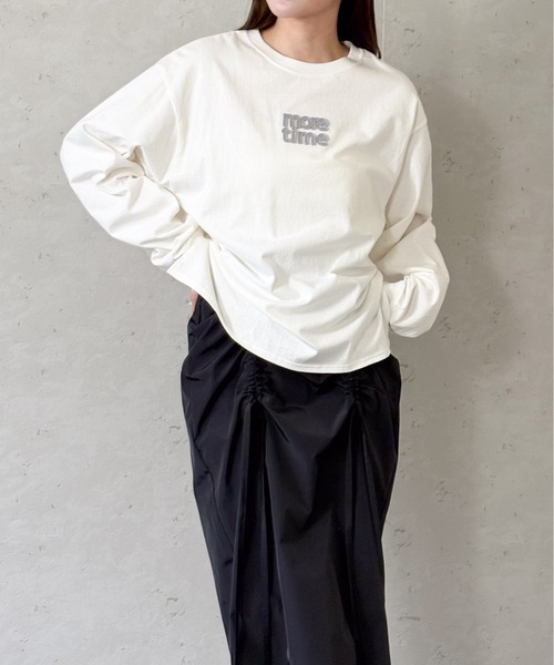 Per sist ence(パーシエンス)の「天竺ロゴワッペンロンT(Tシャツ/カットソー・レディース・チャコールグレー/ブラック/オフホワイト/ブルー・FREE)」の14枚目の写真