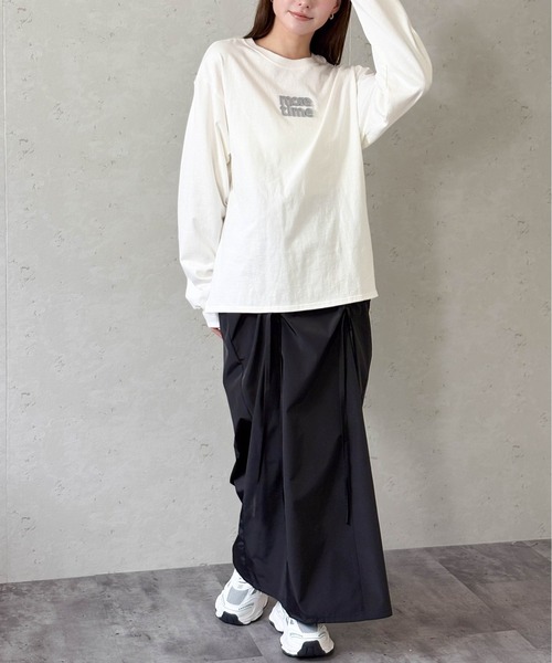 Per sist ence(パーシエンス)の「天竺ロゴワッペンロンT(Tシャツ/カットソー・レディース・チャコールグレー/ブラック/オフホワイト/ブルー・FREE)」の17枚目の写真