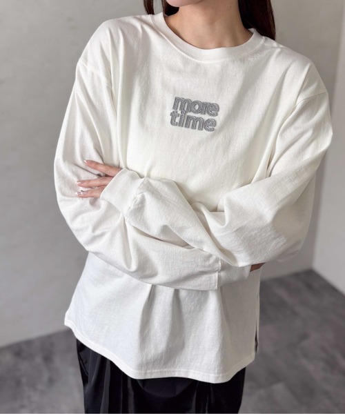Per sist ence(パーシエンス)の「天竺ロゴワッペンロンT(Tシャツ/カットソー・レディース・チャコールグレー/ブラック/オフホワイト/ブルー・FREE)」の19枚目の写真