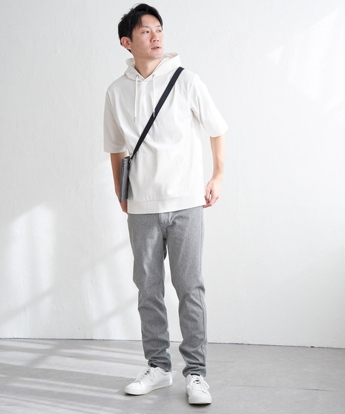 ikka(イッカ)の「【接触冷感/抗菌防臭】GOKU楽セイケツ5分袖パーカ(パーカー・メンズ・グレー/ネイビー/エメラルドブルー/グリーン/ホワイト・XL/L/M/S)」の7枚目の写真