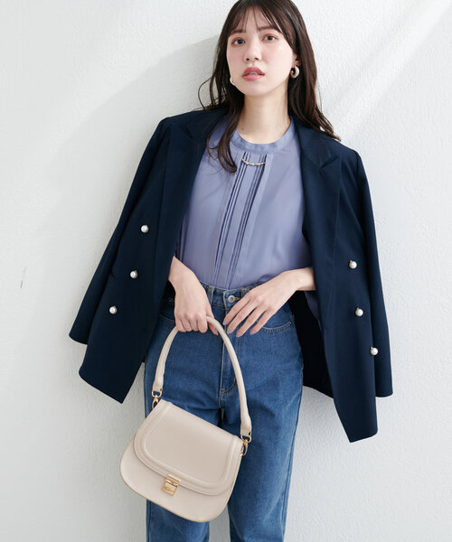 natural couture(ナチュラルクチュール)の「メタルチャーム付き7分袖ブラウス(シャツ/ブラウス・レディース・ブルー/オフホワイト/グレー/ネイビー・FREE)」の22枚目の写真