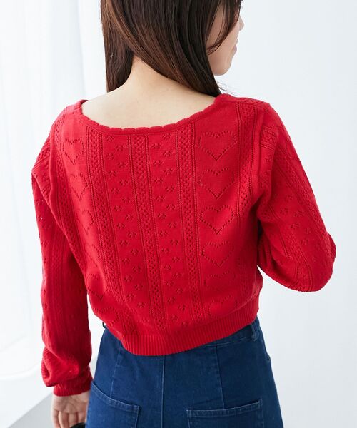 MAJESTIC LEGON(マジェスティックレゴン)の「ハート透かし柄キャミセットカーデ(カーディガン/ボレロ・レディース・イエロー/ブルー系その他5/ピンク/レッド/アイボリー・MEDIUM)」の6枚目の写真