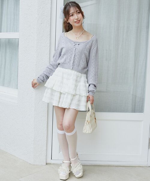 MAJESTIC LEGON(マジェスティックレゴン)の「ハート透かし柄キャミセットカーデ(カーディガン/ボレロ・レディース・イエロー/ブルー系その他5/ピンク/レッド/アイボリー・MEDIUM)」の8枚目の写真