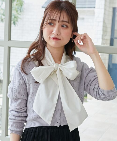 MAJESTIC LEGON(マジェスティックレゴン)の「ハート透かし柄キャミセットカーデ(カーディガン/ボレロ・レディース・イエロー/ブルー系その他5/ピンク/レッド/アイボリー・MEDIUM)」の10枚目の写真