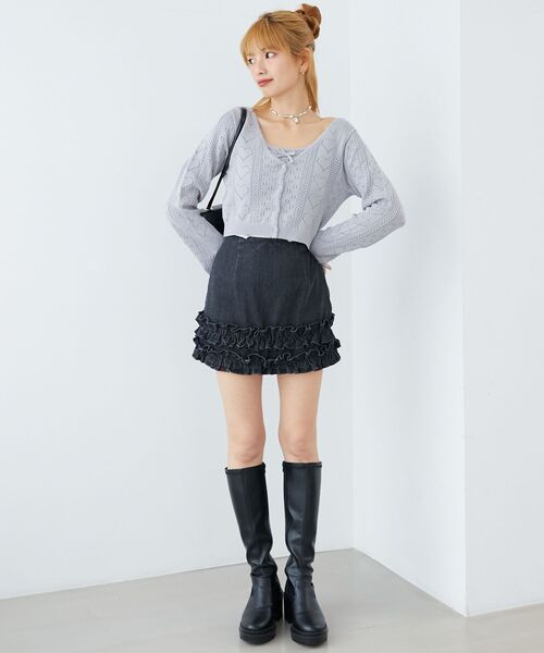 MAJESTIC LEGON(マジェスティックレゴン)の「ハート透かし柄キャミセットカーデ(カーディガン/ボレロ・レディース・イエロー/ブルー系その他5/ピンク/レッド/アイボリー・MEDIUM)」の11枚目の写真