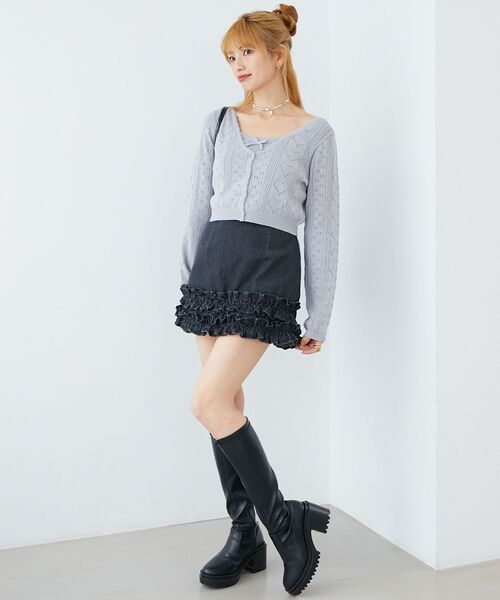 MAJESTIC LEGON(マジェスティックレゴン)の「ハート透かし柄キャミセットカーデ(カーディガン/ボレロ・レディース・イエロー/ブルー系その他5/ピンク/レッド/アイボリー・MEDIUM)」の12枚目の写真