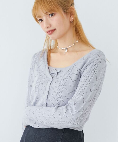 MAJESTIC LEGON(マジェスティックレゴン)の「ハート透かし柄キャミセットカーデ(カーディガン/ボレロ・レディース・イエロー/ブルー系その他5/ピンク/レッド/アイボリー・MEDIUM)」の15枚目の写真