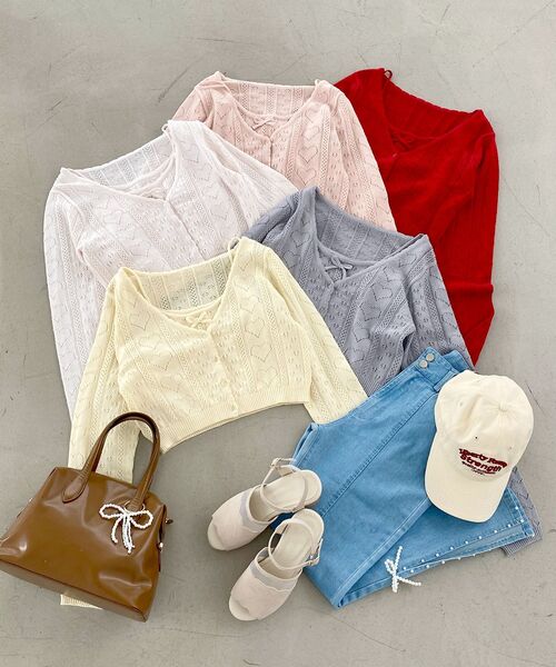 MAJESTIC LEGON(マジェスティックレゴン)の「ハート透かし柄キャミセットカーデ(カーディガン/ボレロ・レディース・イエロー/ブルー系その他5/ピンク/レッド/アイボリー・MEDIUM)」の18枚目の写真