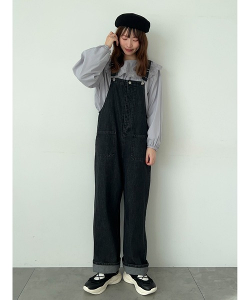 Samansa Mos2 花柄アソートサロペットパンツ サマンサ モスモス Samansa Mos2 デニム/花柄アソートサロペット