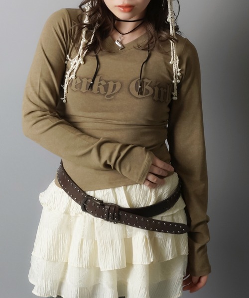 SPINNS（スピンズ）の「長袖カットソー/ロンT/PERKY（Tシャツ/カットソー・レディース・カーキ/アイボリー/チャコール/ブラウン・ONESIZE）」の4枚目の写真