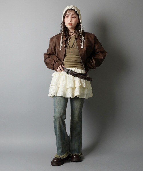 SPINNS（スピンズ）の「長袖カットソー/ロンT/PERKY（Tシャツ/カットソー・レディース・カーキ/アイボリー/チャコール/ブラウン・ONESIZE）」の6枚目の写真