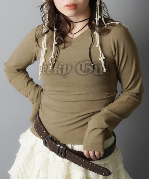 SPINNS（スピンズ）の「長袖カットソー/ロンT/PERKY（Tシャツ/カットソー・レディース・カーキ/アイボリー/チャコール/ブラウン・ONESIZE）」の10枚目の写真