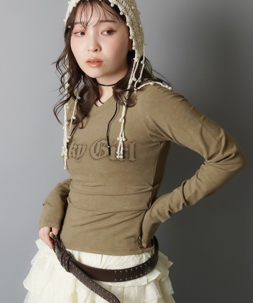 SPINNS（スピンズ）の「長袖カットソー/ロンT/PERKY（Tシャツ/カットソー・レディース・カーキ/アイボリー/チャコール/ブラウン・ONESIZE）」の13枚目の写真