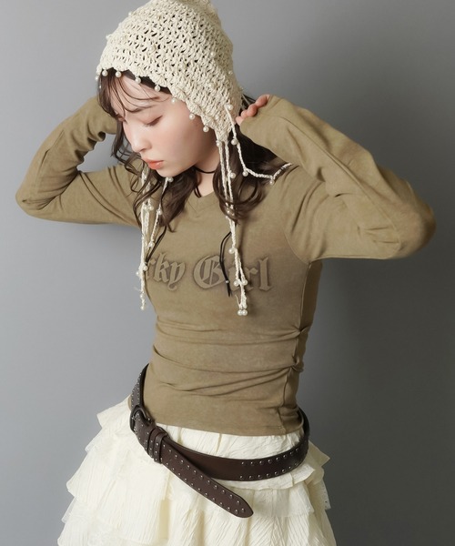 SPINNS（スピンズ）の「長袖カットソー/ロンT/PERKY（Tシャツ/カットソー・レディース・カーキ/アイボリー/チャコール/ブラウン・ONESIZE）」の15枚目の写真