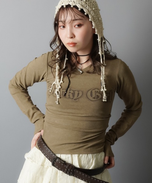 SPINNS（スピンズ）の「長袖カットソー/ロンT/PERKY（Tシャツ/カットソー・レディース・カーキ/アイボリー/チャコール/ブラウン・ONESIZE）」の12枚目の写真