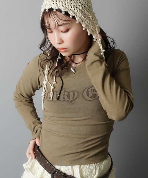 SPINNS（スピンズ）の「長袖カットソー/ロンT/PERKY（Tシャツ/カットソー・レディース・カーキ/アイボリー/チャコール/ブラウン・ONESIZE）」の14枚目の写真