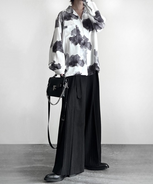 two tuck belt hakama wide slacks ブラック系 M ADRER two tuck belt 'hakama' wide slacks two tuck belt