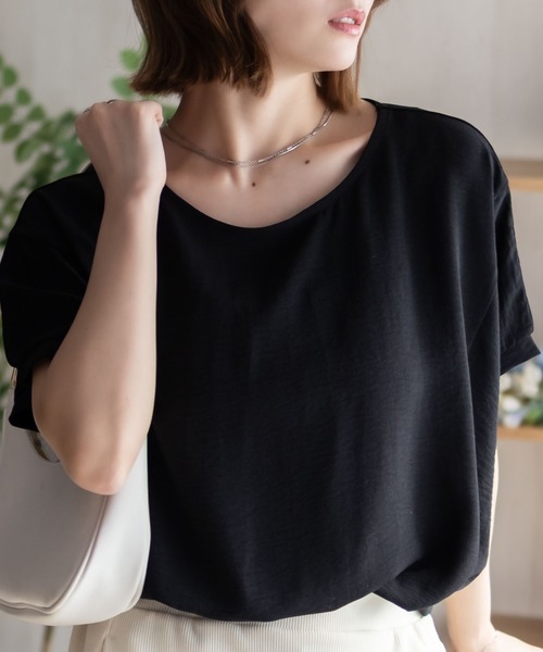 NAVY（ネイビー）の「NAVY ウェーブサテンドルマン（シャツ/ブラウス・レディース・オレンジ/ベージュ/ブラック・M/L）」の6枚目の写真