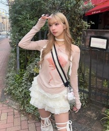 【nmtc+】rose off-shoulder long sleeve T / 【エヌエムティーシープラス】ローズオフショルダー長袖Tシャツ