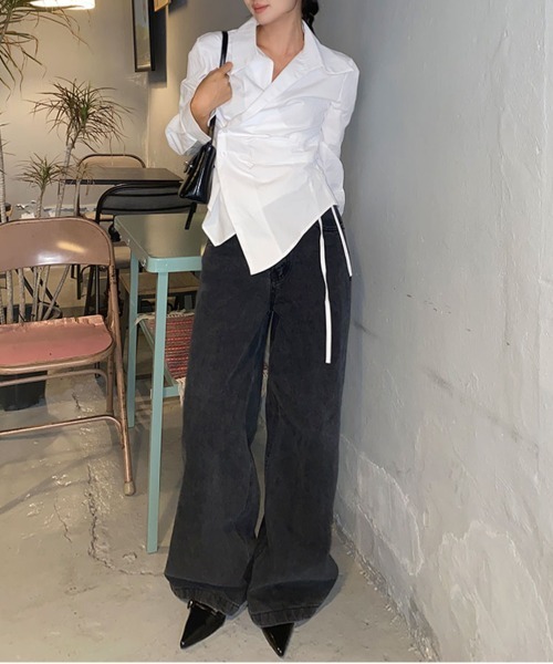 ブラウス シャツ 「on:nue」ラップシャツブラウス/2025 SS COLLECTION レディース on:nue】ラップシャツブラウス/2025 SS COLLECTION（シャツ