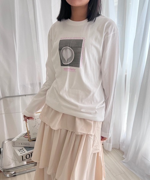 merrylatte(メリーラテ)の「モノクロフォトロンT/長袖Tシャツ(Tシャツ/カットソー・レディース・B/A・MEDIUM)」の1枚目の写真