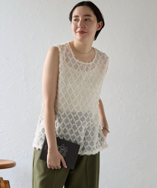 SOTT（ソット）の「Fringe bestand camisole　フリンジベスト＋キャミソール2点SET（アンサンブル・レディース・ブラック/アイボリー・FREE）」の2枚目の写真