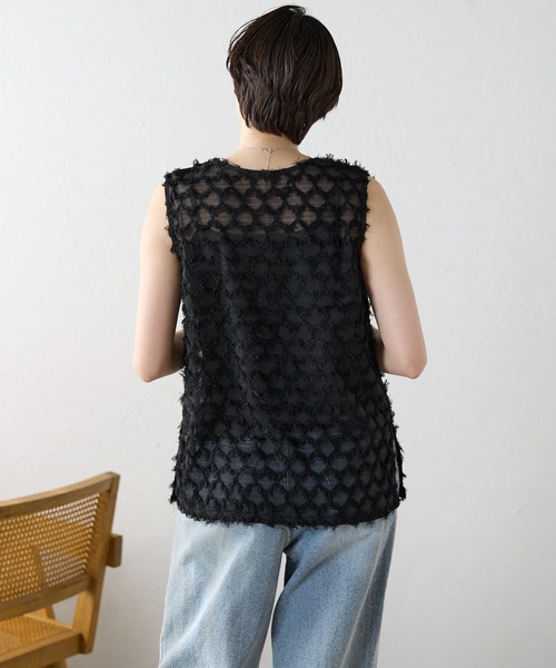 SOTT（ソット）の「Fringe bestand camisole　フリンジベスト＋キャミソール2点SET（アンサンブル・レディース・ブラック/アイボリー・FREE）」の9枚目の写真