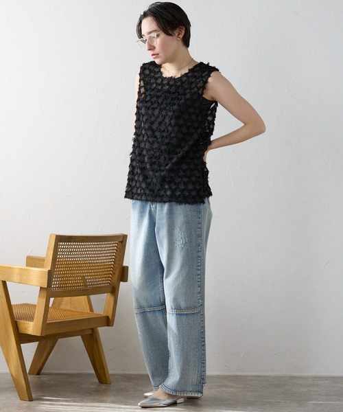 SOTT（ソット）の「Fringe bestand camisole　フリンジベスト＋キャミソール2点SET（アンサンブル・レディース・ブラック/アイボリー・FREE）」の11枚目の写真