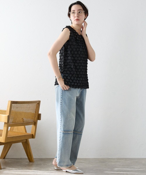 SOTT（ソット）の「Fringe bestand camisole　フリンジベスト＋キャミソール2点SET（アンサンブル・レディース・ブラック/アイボリー・FREE）」の10枚目の写真