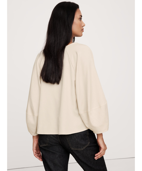 Banana Republic（バナナリパブリック）の「テンセル(TM)  コットンツイル ランタンスリーブトップス（シャツ/ブラウス・レディース・オフホワイト/ライトブルー・M/L/XS/S）」の4枚目の写真