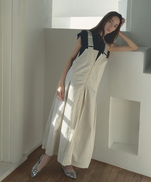 Muel Chic(ミュエルシック)の「Faith jumper one-piece フェイスジャンパーワンピース(ワンピース・レディース・ベージュ/ホワイト・FREE)」の4枚目の写真