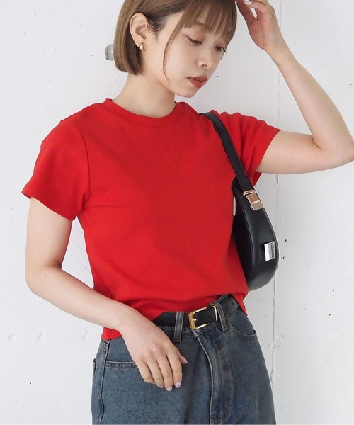 tiptop(ティップトップ)の「【選べる2サイズ】綿100%フライスTシャツ(Tシャツ/カットソー・レディース・ブラック/ピンク系その他/ホワイト系その他/レッド/オフホワイト/ホワイト系その他2/ブラック系その他/ブラウン/ホワイト系その他3・S/M)」の1枚目の写真
